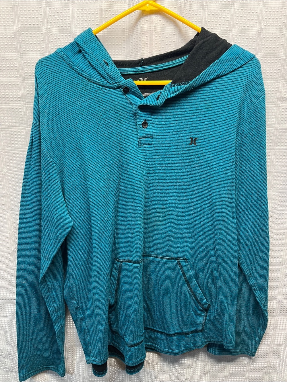Hurley Teal Hooded Henley with Black Lining